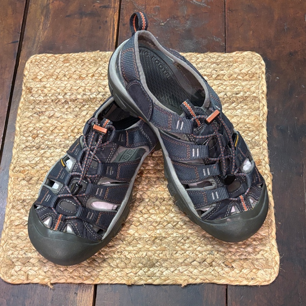 Keen Mens Newport H2 Navy Blue / Gray with Orange Accents Hiking Water Sandals